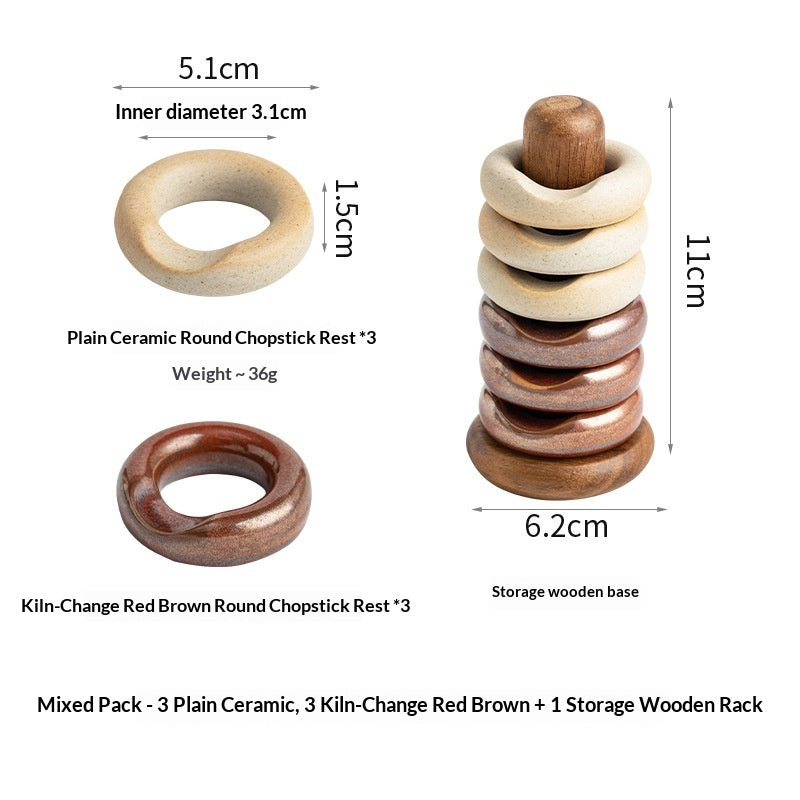 Japanese Ceramic Chopstick Rest Set with Storage Rack - Multiple Colors
