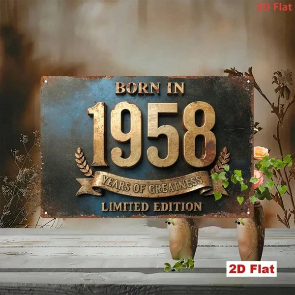 Vintage 1958 Metal Tin Sign - Retro Wall Art Plaque, 7.87x11.81in