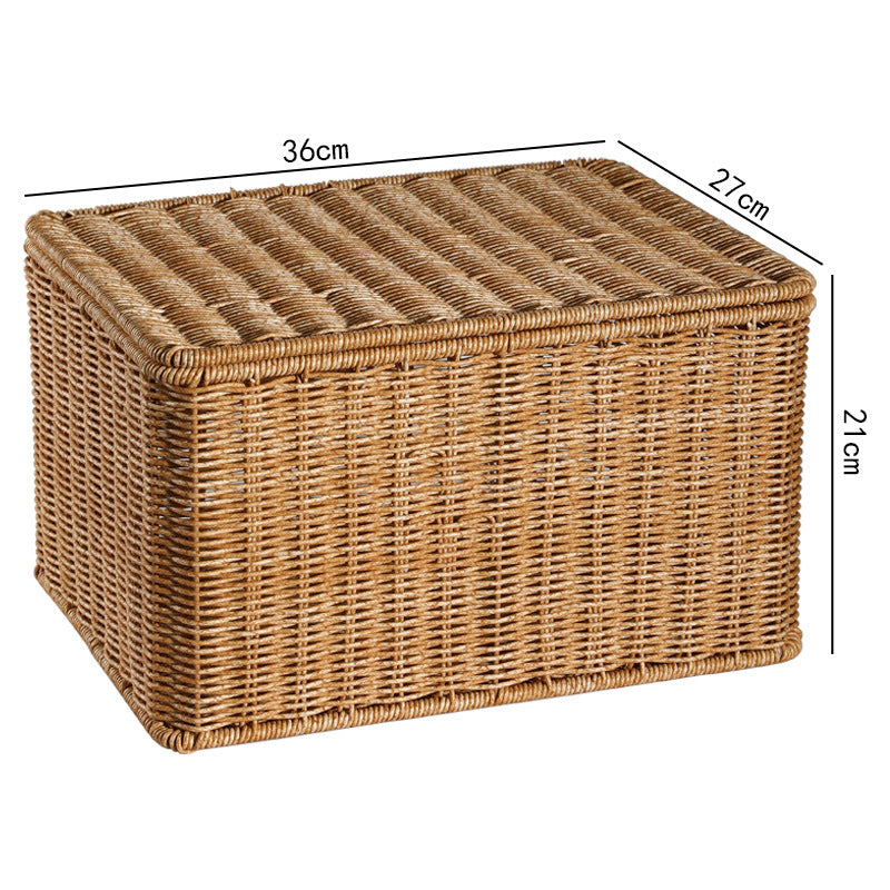Rattan Woven Storage Basket with Lid - Large Home Organization Bin