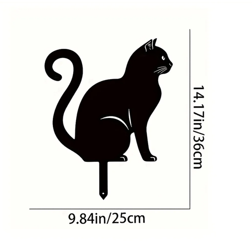 Rusty Cat Garden Stake Decoration - Cute Outdoor Lawn Ornament