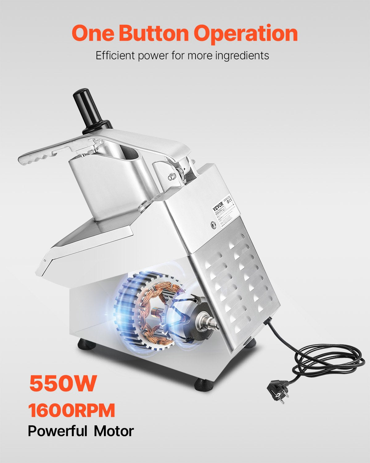 Food Processor Vegetable Chopper with 6 Stainless Steel Blades - Silver