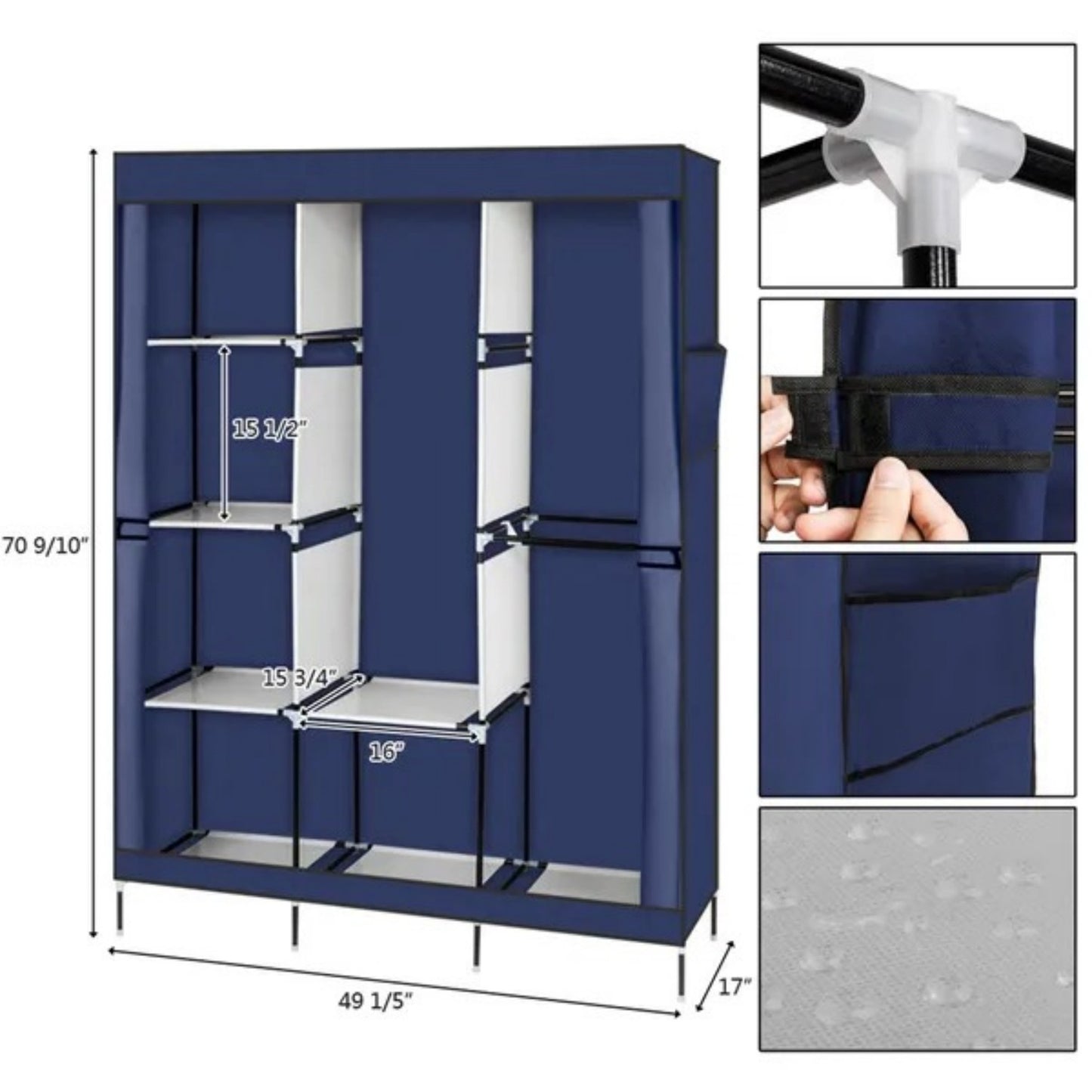 71" Portable Closet Organizer with 8 Shelves - Navy