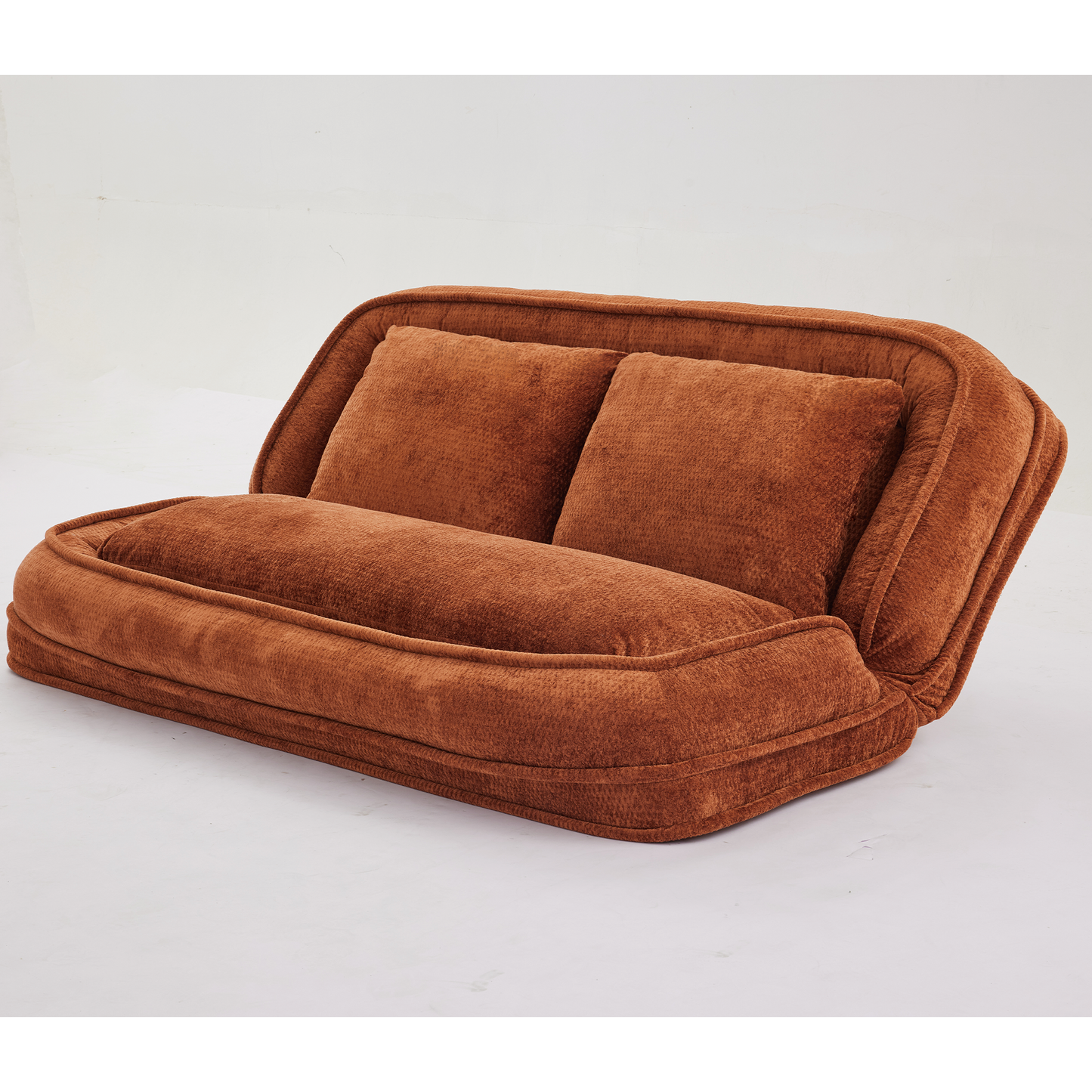 Extra Large Chenille Lazy Sofa Loveseat for Humans & Pets - Orange