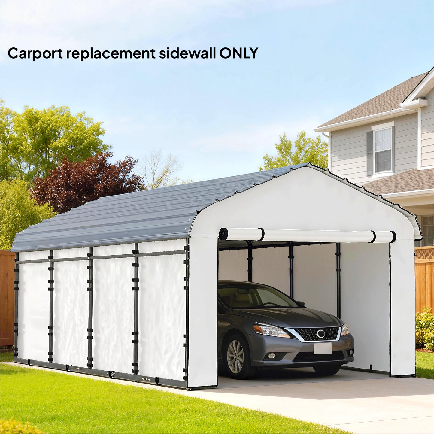 10x15 Carport Replacement Sidewall Panel - White UPF50+ Waterproof