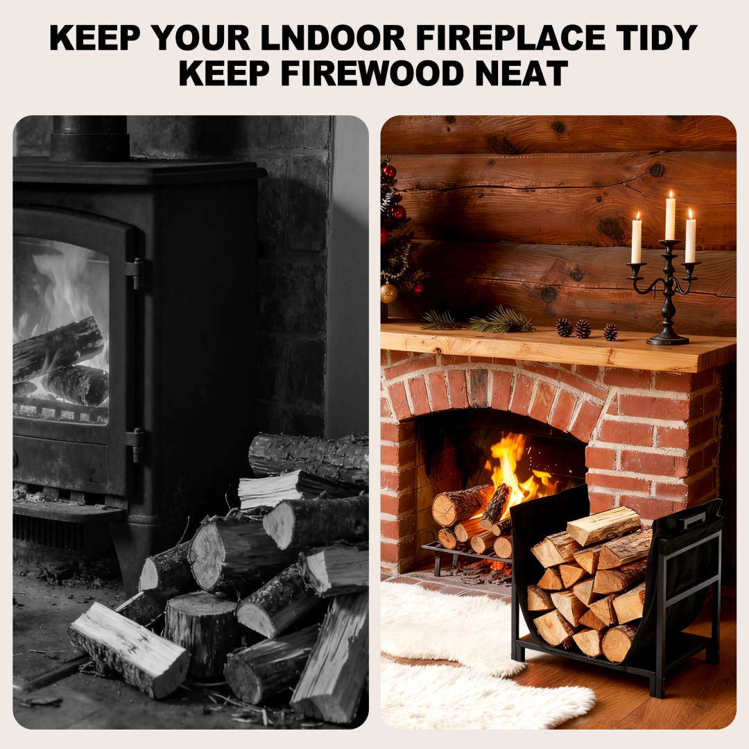 Heavy-Duty Firewood Stand for Indoor & Outdoor Use - 18in