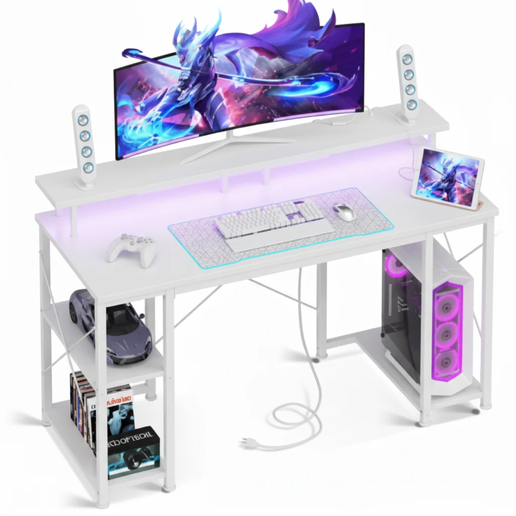 48-Inch Gaming Table with LED Lighting & Power Socket