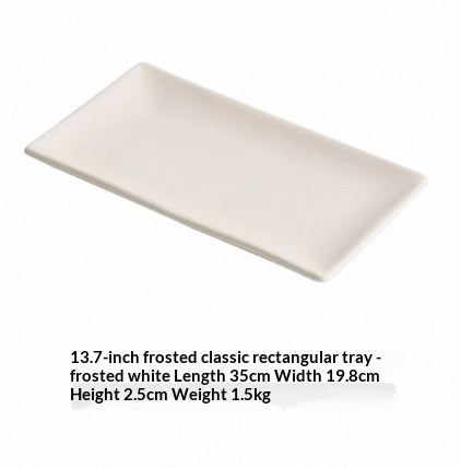 Matte Rectangular Dinner Plate - White, 10.8 or 13.7 Inch Ceramic Flatware