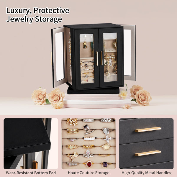 Four Sides With Storage, 5 Drawers That Can Rotate. Black Cabinet