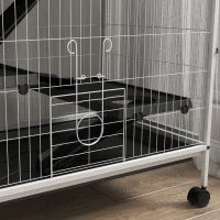 Small Animal Cage with Wheels, Hammock & Multi-Tier Design – White, 50H