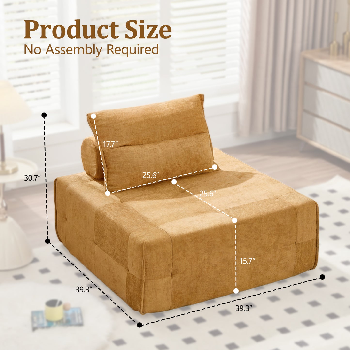 Modular Sectional Sofa with Adjustable Backrest - Yellow