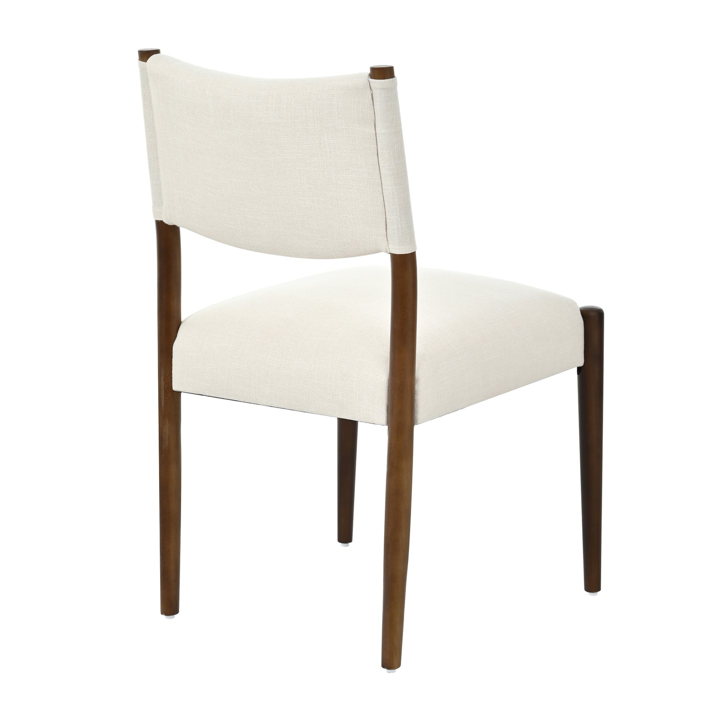 Modern Dining Chair Set of 2 - Thick Cushion & Solid Wood Legs - Beige & Walnut