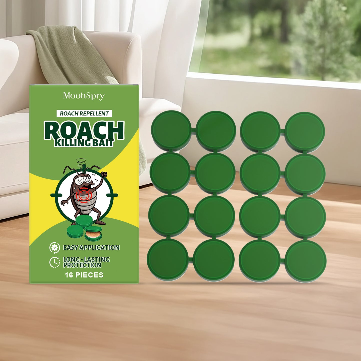 Cockroach Bait Stickers 16-Pack - Pest Control Sticky Traps for Insects