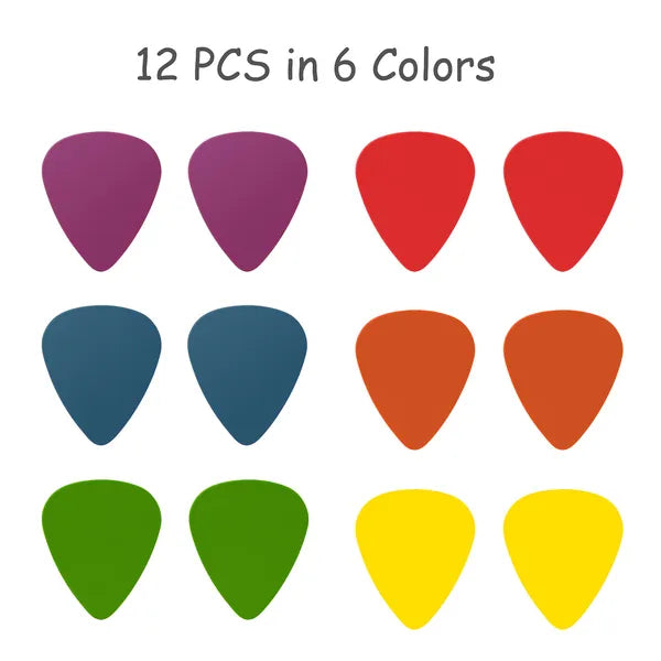 Standard Acoustic Electric Guitar Picks - 12-Pack with Color-Coded Gauges