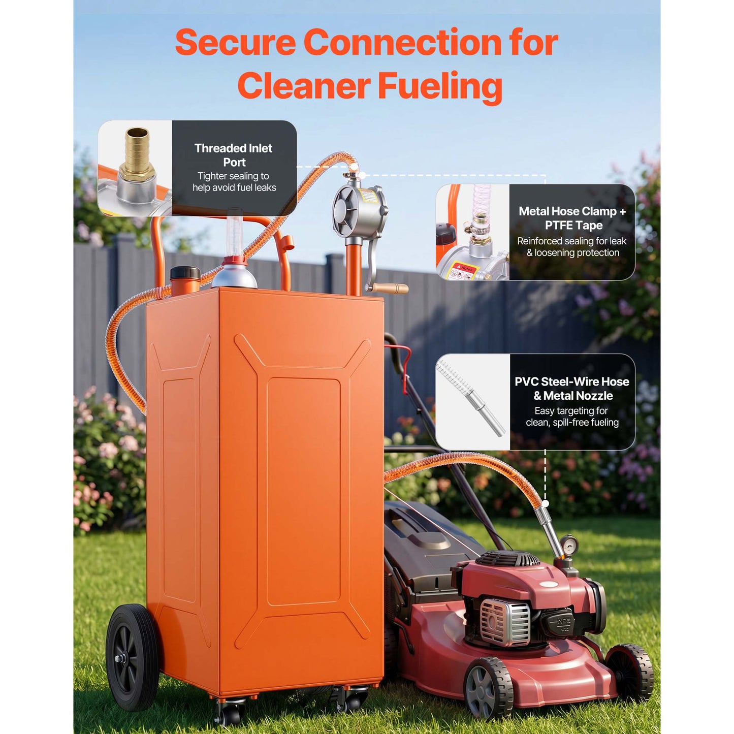 35 Gallon Portable Fuel Caddy with Pump & Wheels - Gasoline Diesel Tank