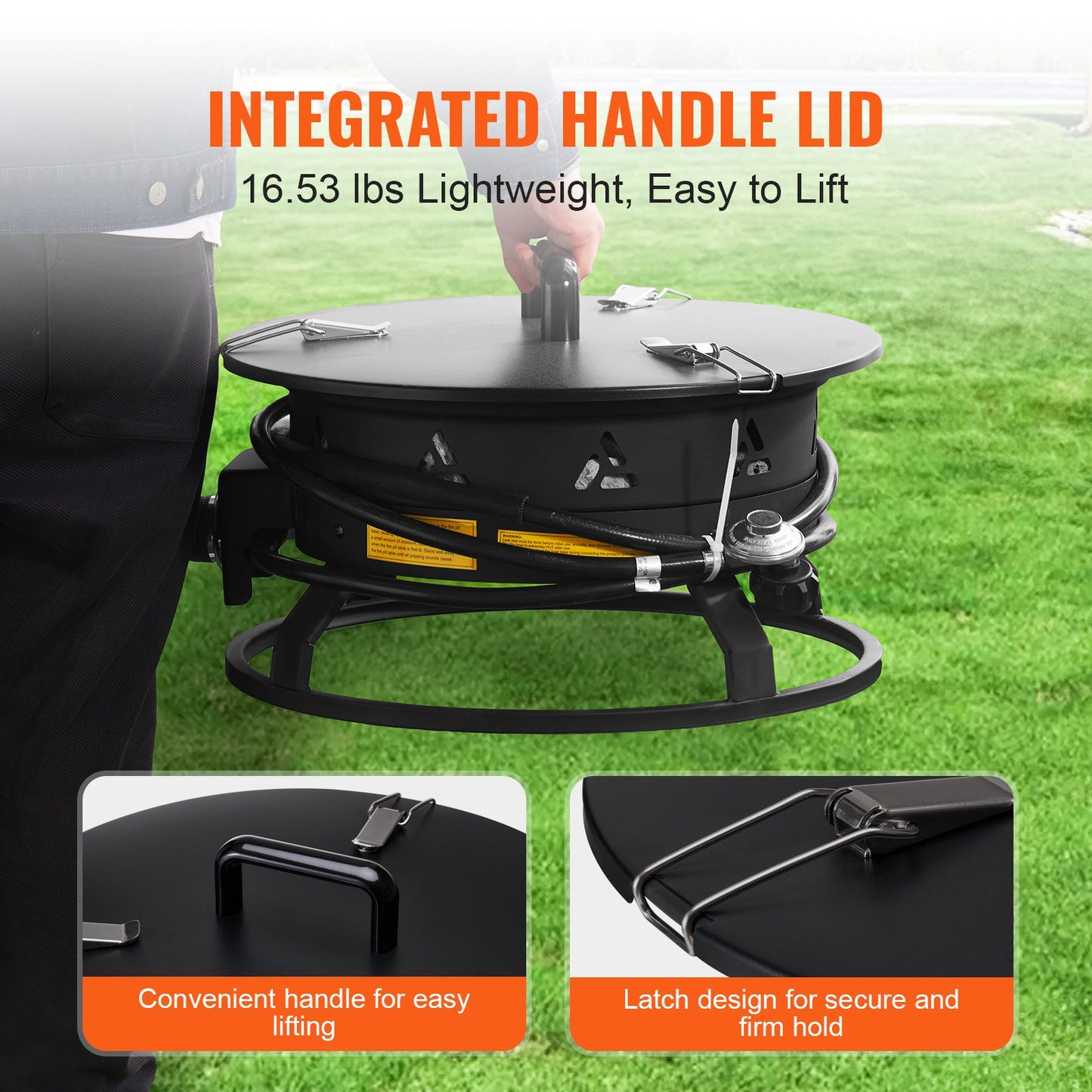 Propane Fire Pit 19 Inch Portable Gas Firepit with 58,000 BTU & Adjustable Flame