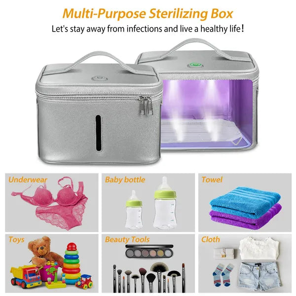 Portable UV Sanitizer Bag, 20L LED Sterilization Box - Silver