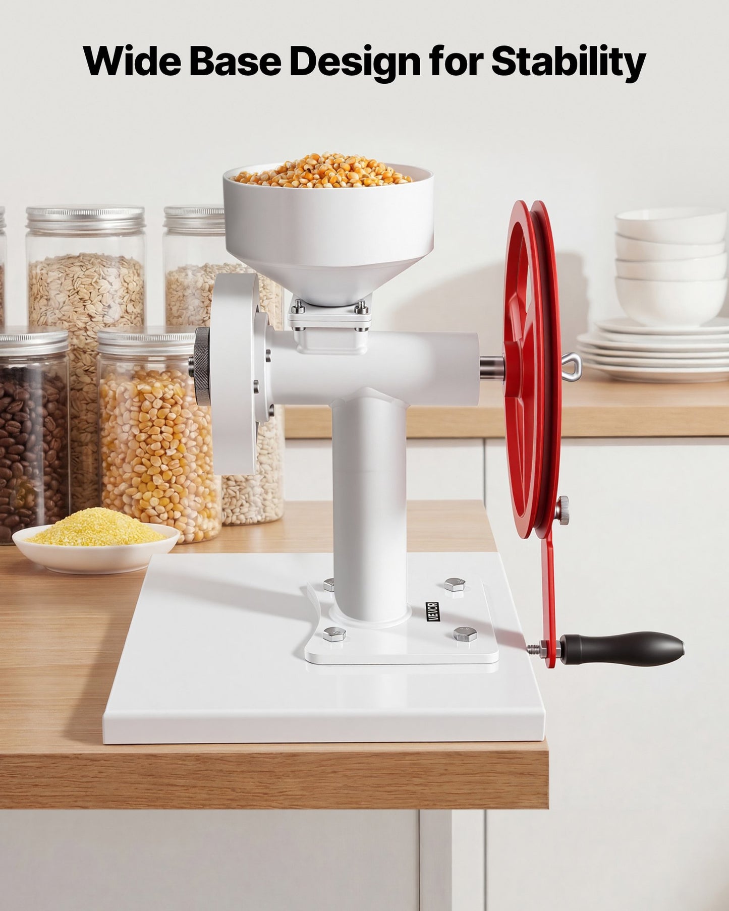 Manual Grain Mill with Flywheel - Hand-Crank Coffee, Wheat & Spice Grinder