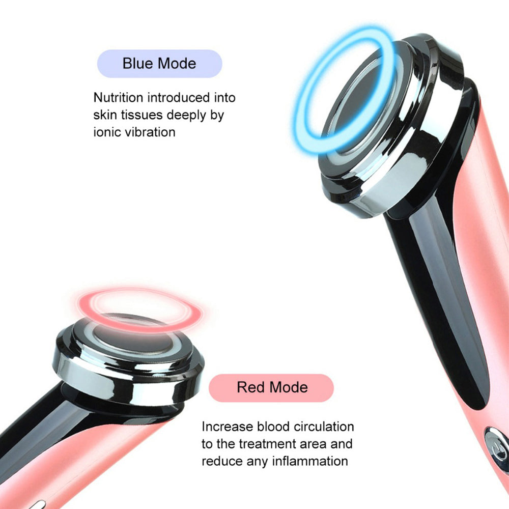 Color Light Therapy Face & Eye Beauty Device Pink - Ultrasonic Infrared Negative Ions