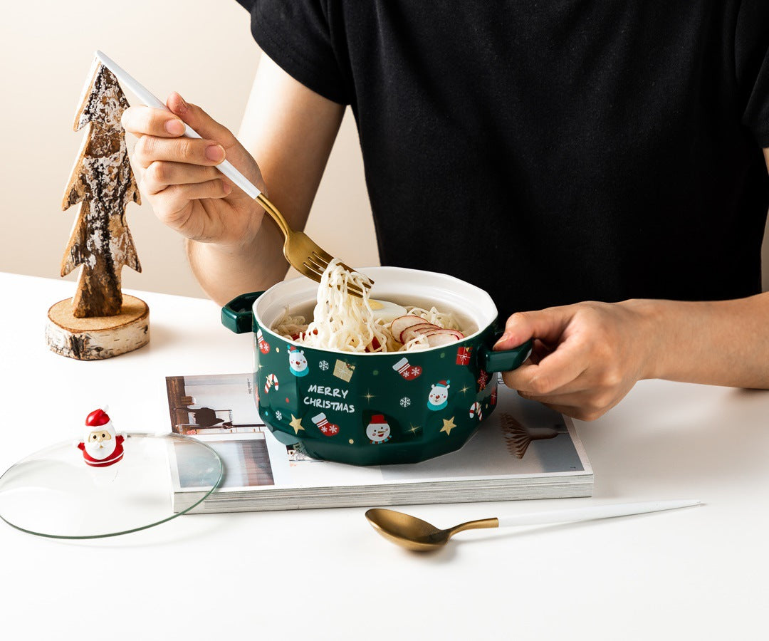 Creative Ceramic Rice Bowl with Cartoon Design - Salad & Dining