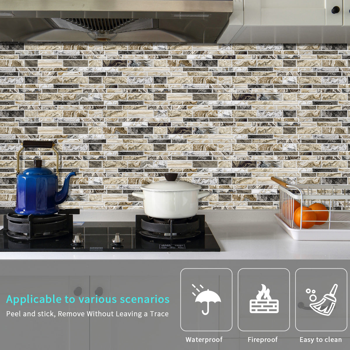 Peel and Stick Imitation Marble Pattern Wallpaper - Taupe