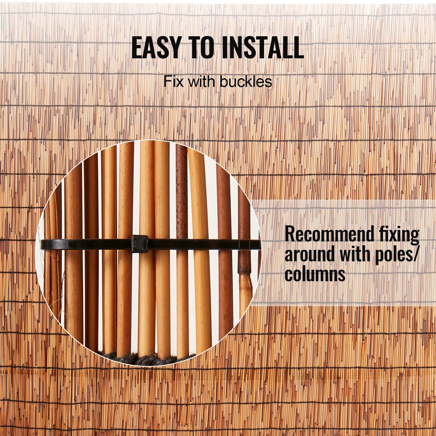 Natural Reed Privacy Fence Screen for Backyard Landscaping - 16.4' x 5.5' - Brown
