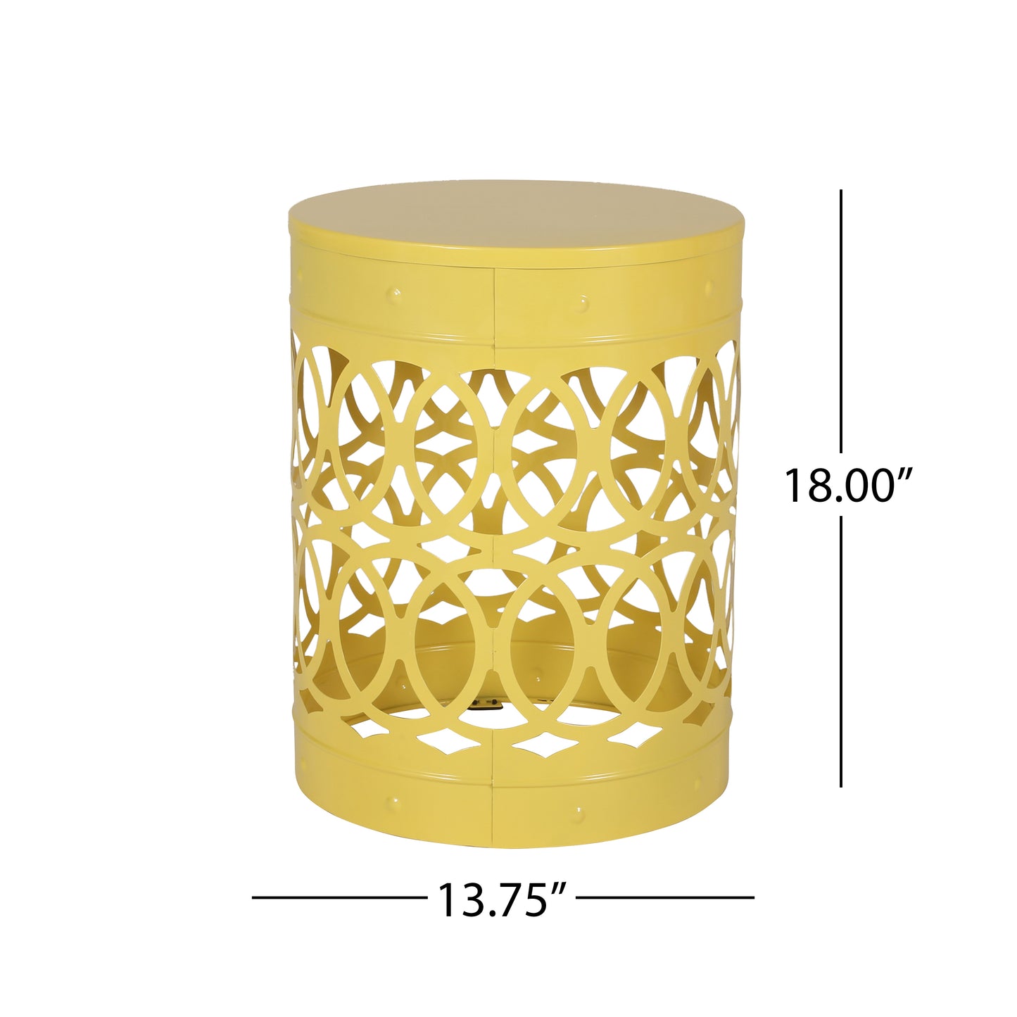 Large Yellow Outdoor Metal End Table - Durable Iron Design