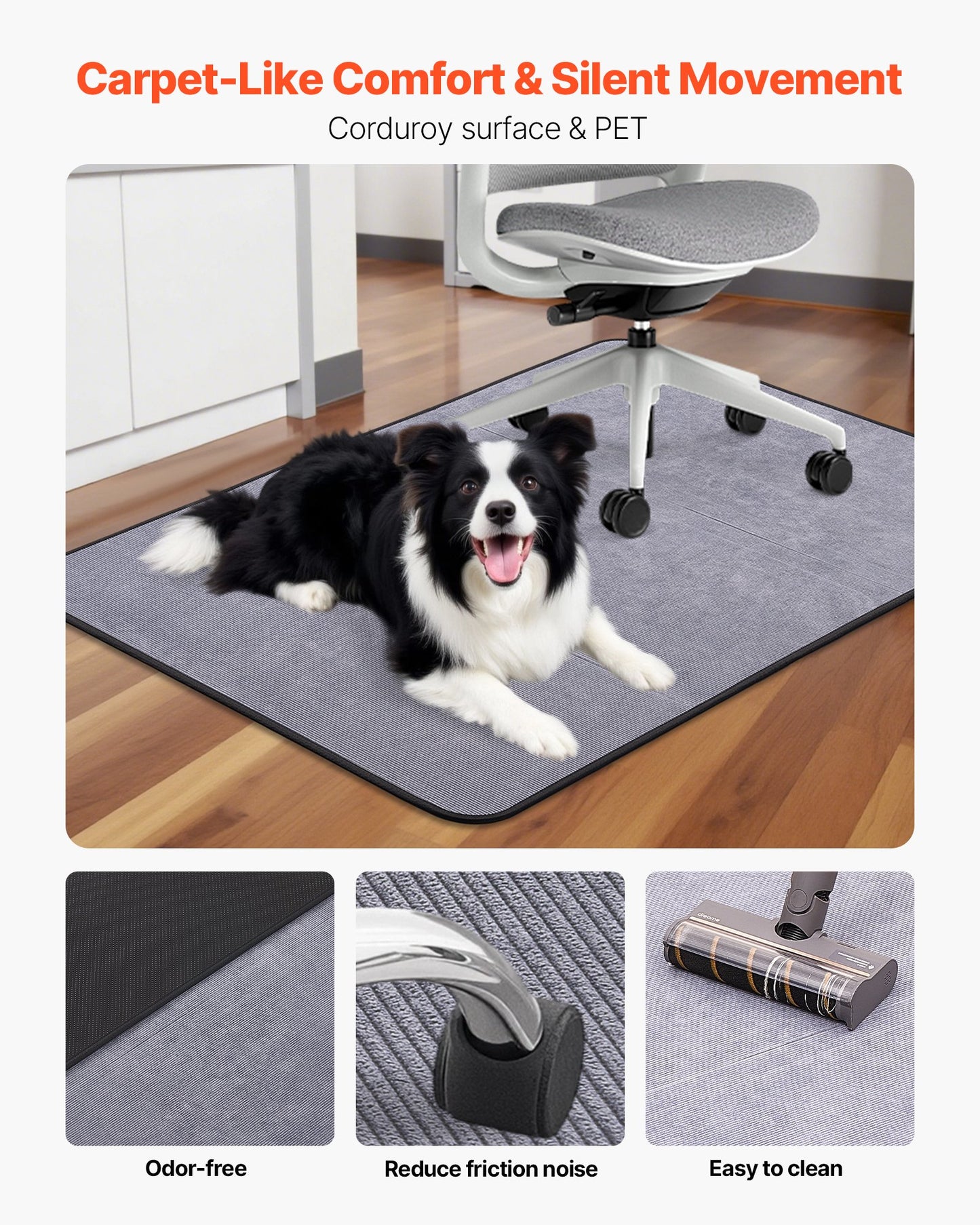 36 x 48-Inch Office Chair Mat for Hard Floors - Non-Slip Grey