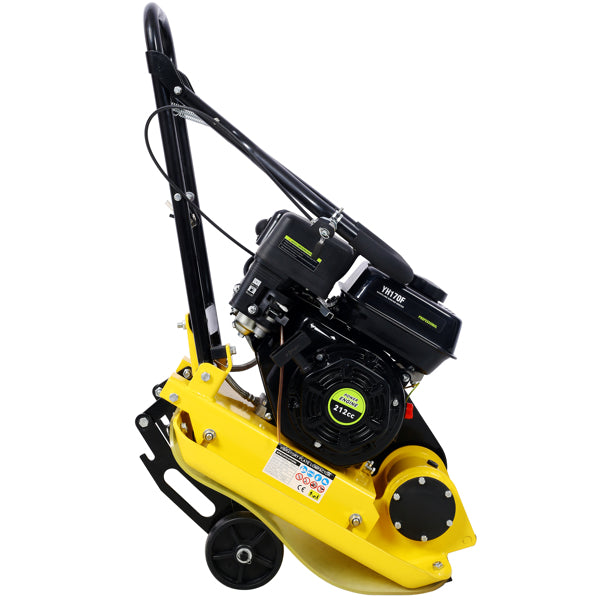 Gas Powered Plate Compactor 7.0 HP 5500PPM with Steel Plate & Wheels