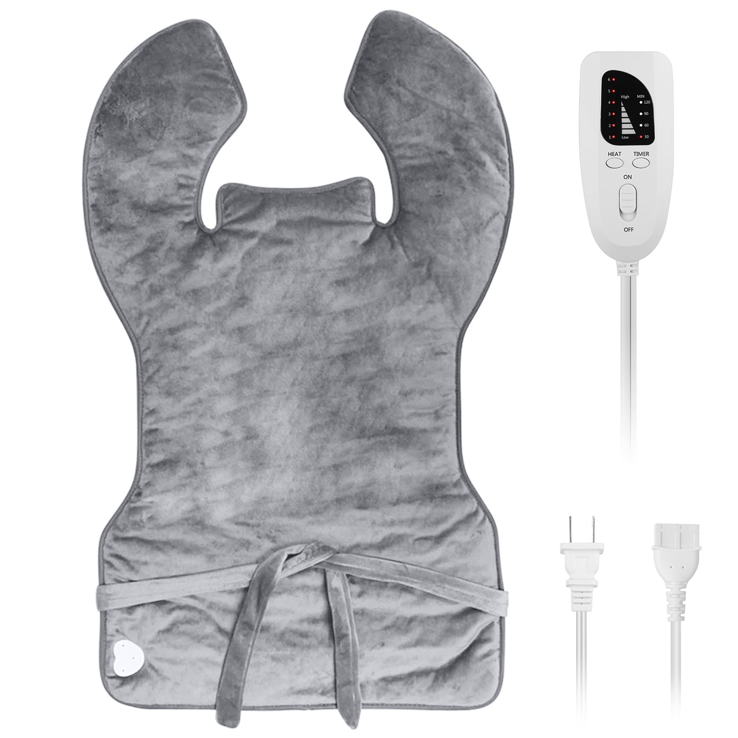Electric Heating Wrap for Neck and Shoulder Pain Relief - Grey