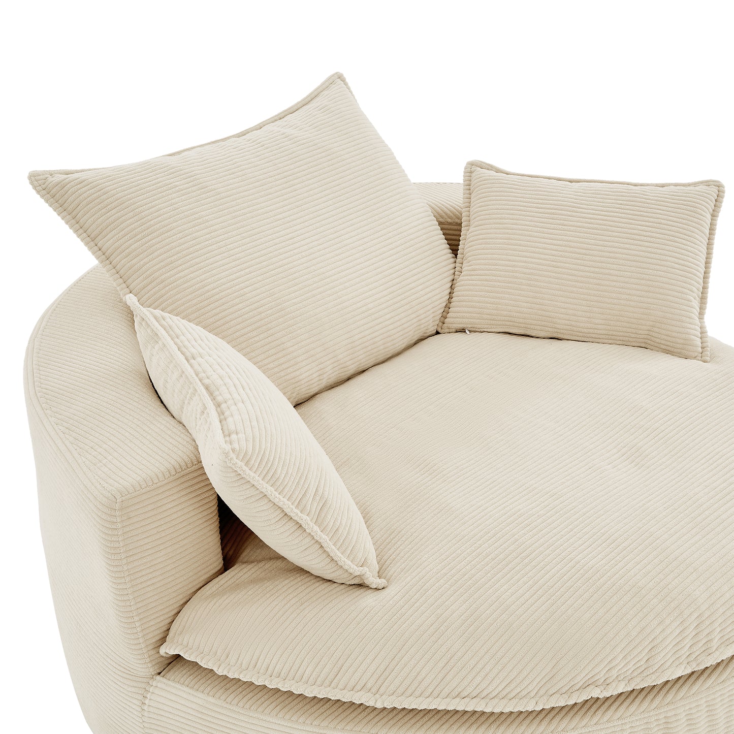 Oversized 360° Swivel Accent Chair with Dual-Layer Cushion - Beige