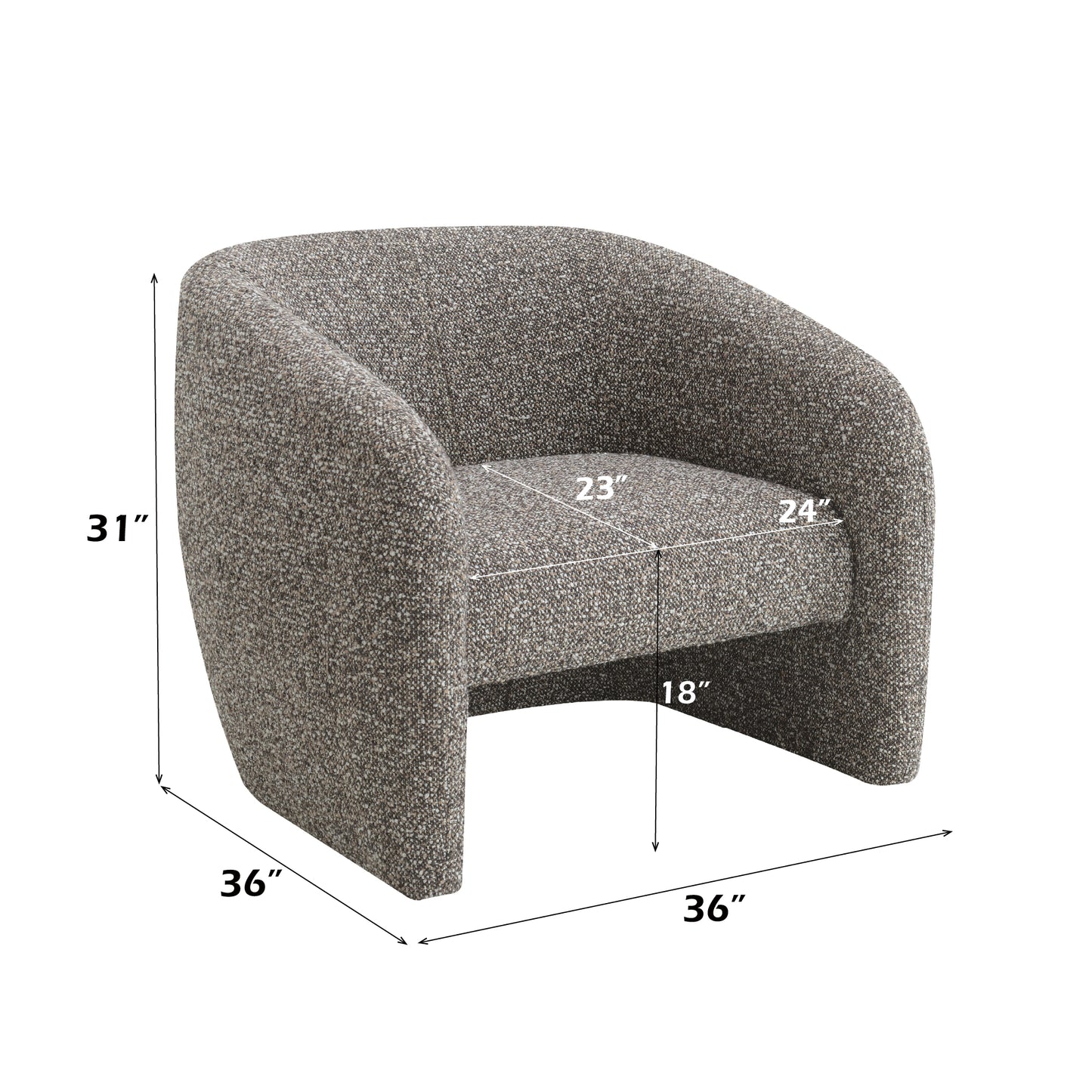 Livia Brown & Gray Tweed Accent Chair with Pocket Coil Cushion