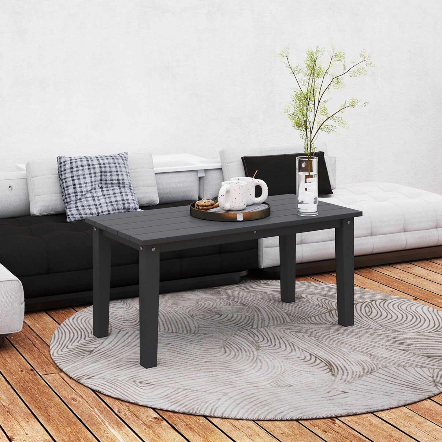 All-Weather Rectangle Outdoor Coffee Table - Black