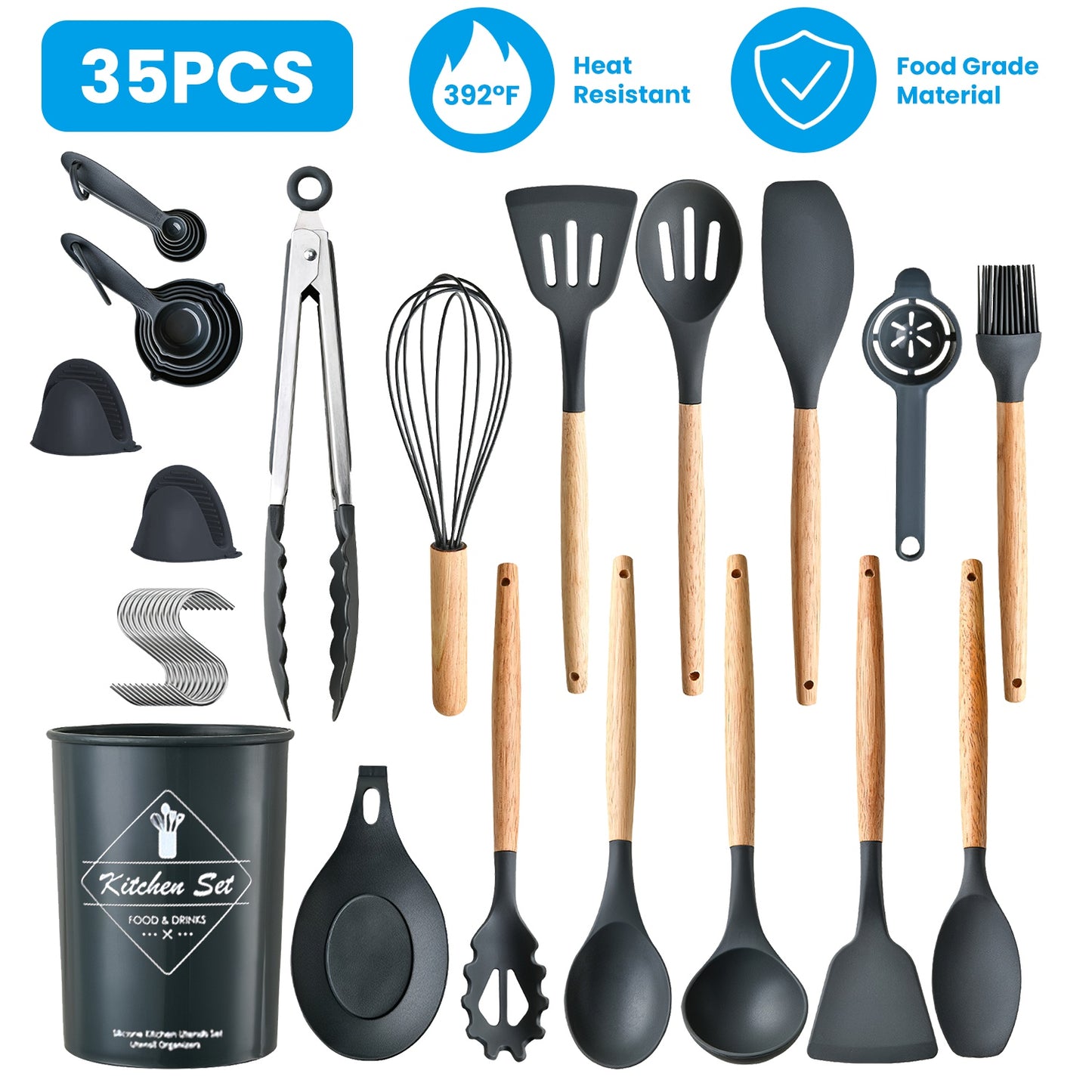 35-Piece Kitchen Utensil Set with Holder - Cooking Tools & Accessories