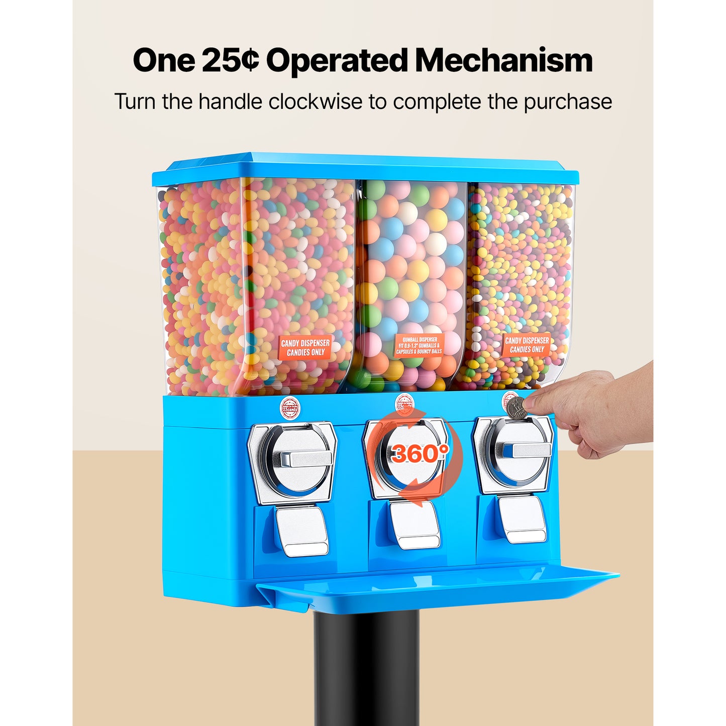 Vintage Candy Vending Machine with Stand and Cash Box - Gumball & Candy Dispenser