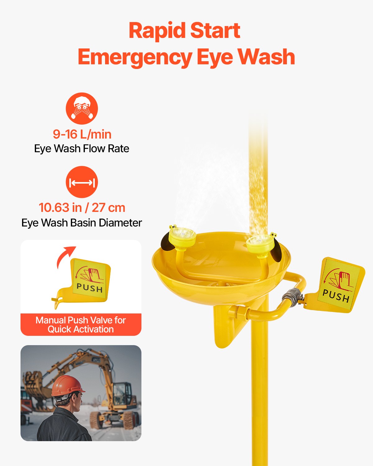Emergency Eyewash Station - OSHA Certified Yellow Shower Unit