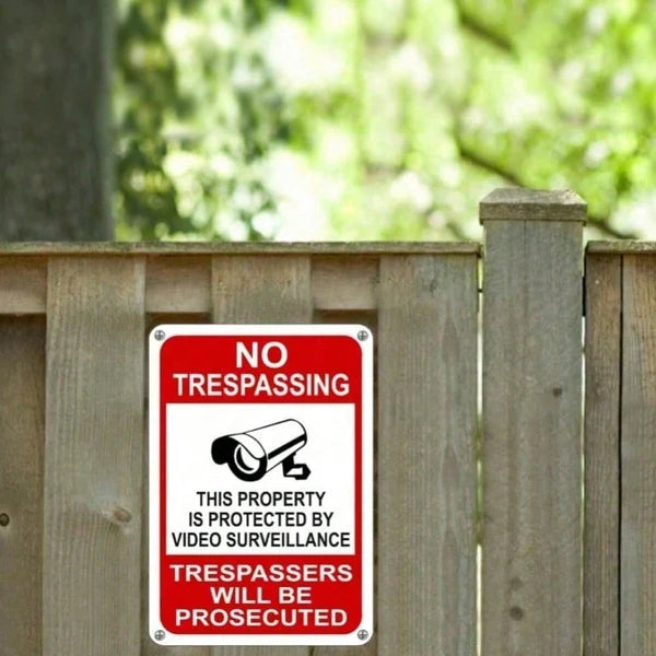 Metal Video Surveillance Warning Sign for Home & Office Security