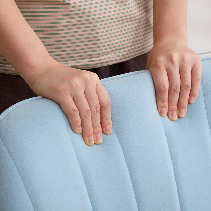 Ergonomic Swivel Office Chair - Adjustable Velvet Seat in Baby Blue