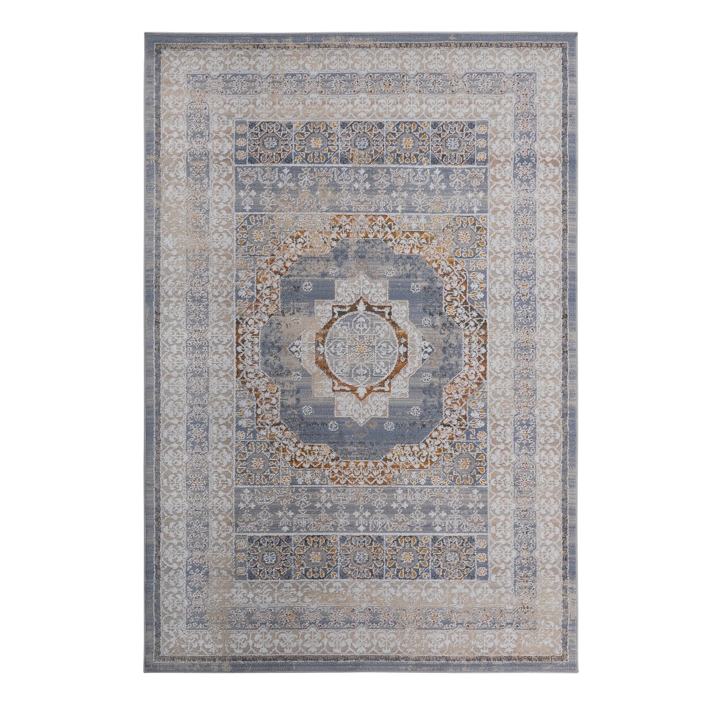 PAYAS 2X3 Blue Ivory Medallion Doormat Rug