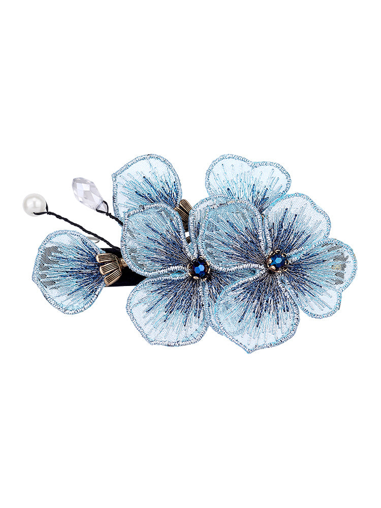 Embroidered Butterfly Flower Hairpin Clip