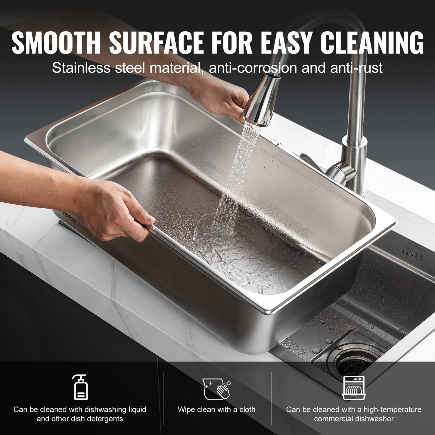 Full-Size Stainless Steel Steam Table Pan - 6 Pack