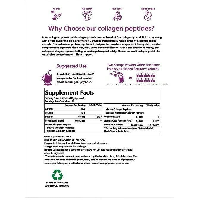 Multi-Collagen Peptide Powder for Health & Beauty - Bag