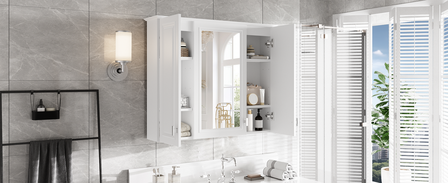 35-Inch Wall-Mounted Bathroom Cabinet with Mirror & 5 Shelves