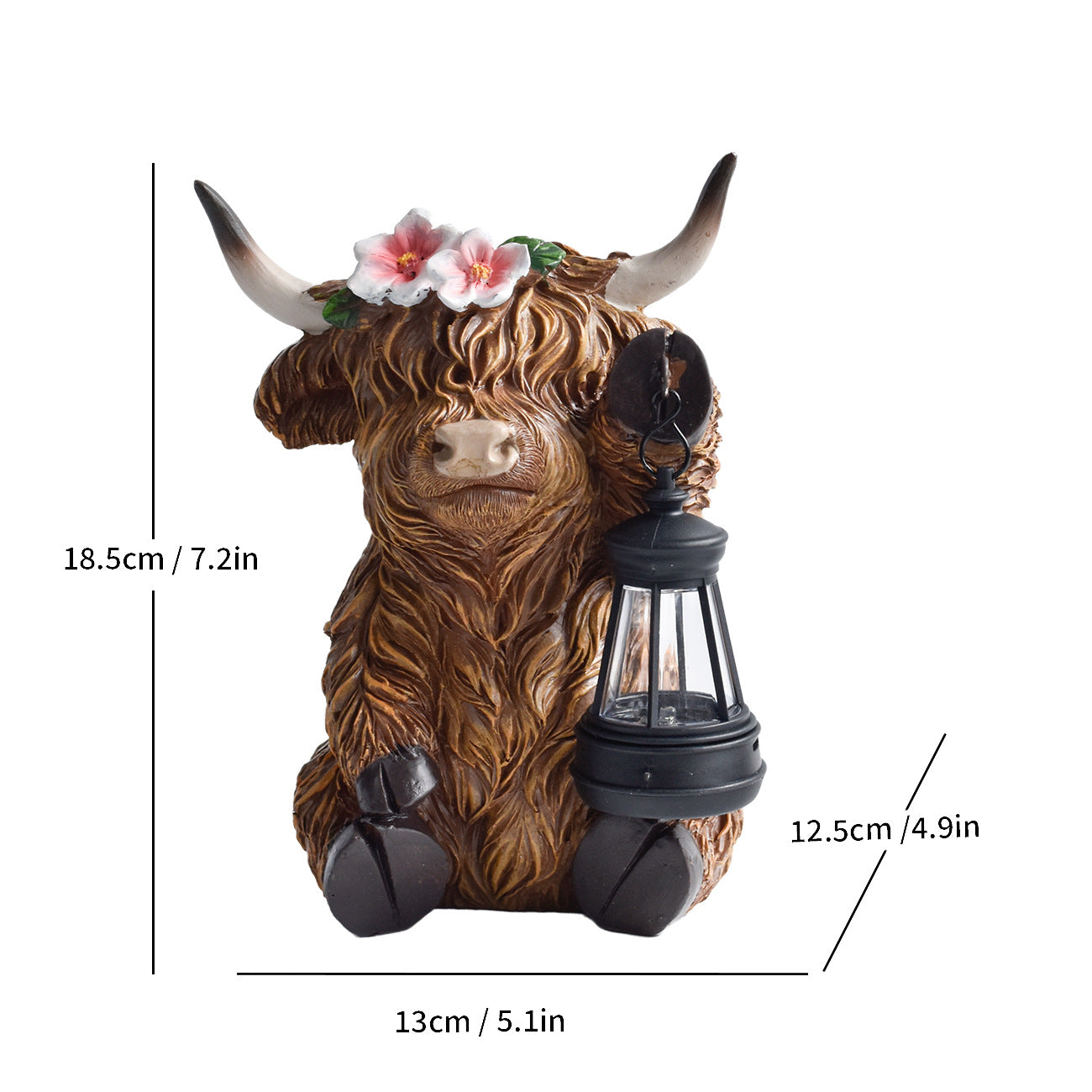 Highland Cattle Solar Garden Lamp Outdoor Decorative Light Yard Ornament