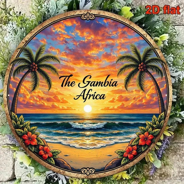 Vintage African Gambian Sunset Beach Wall Sign - 20 cm