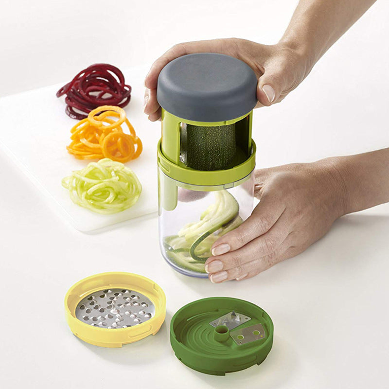 Handheld Rotary Vegetable Cutter 3-in-1 Kitchen Tool - Green