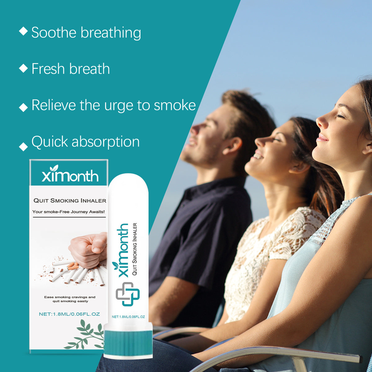 Nasal Inhaler for Body Care - Menthol & Peppermint Oil, 1.8ML