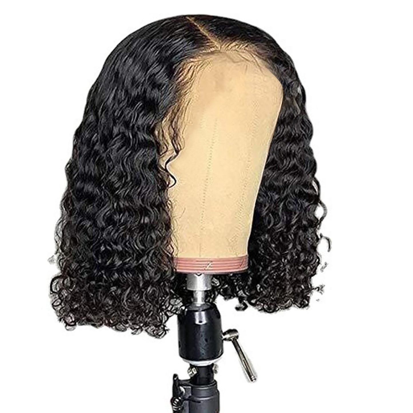 Short Bob Wigs Deep Wave Rose Net Curly Wig Glueless Machine Made