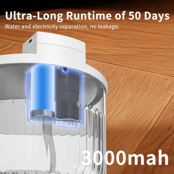 Large Capacity Automatic Pet Water Fountain - Quiet No-Refill Cat Dispenser - White