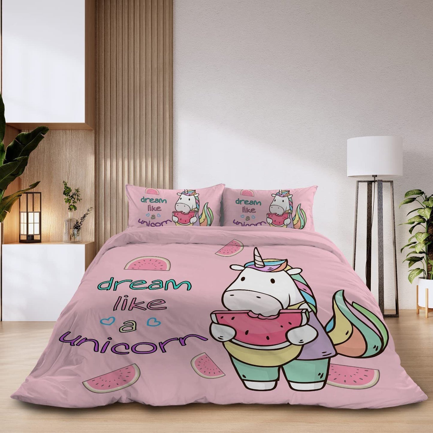 Watermelon Duvet Cover Set - Queen Size, Pink, 3 Pieces