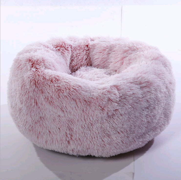 Round Plush Dog Bed for Small to Large Pets - Keeps Warm in Autumn and Winter